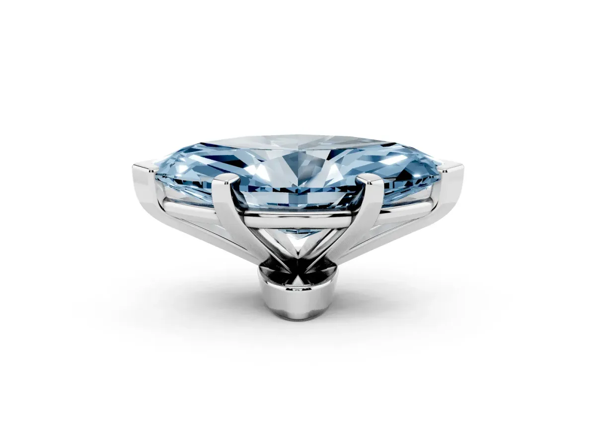 Fancy Blue Marquise Cut Diamond Solitaire Ring with Prong Setting and Classic Band Platinum