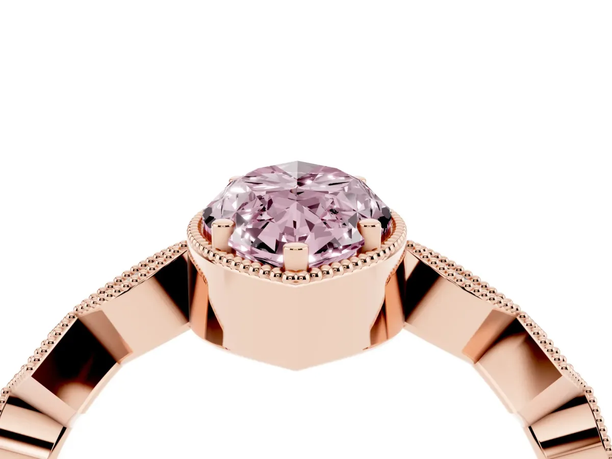 Fancy Pink Marquise Cut Milgrain Marquise Diamond Twist Band Ring Rose gold