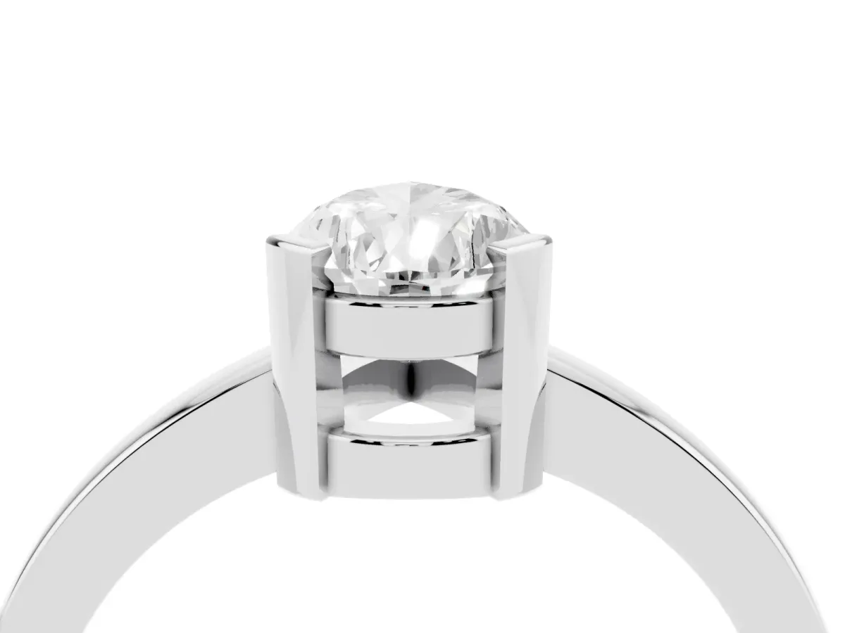 Pear Cut Cut Solitaire Ring with Four-Prong Setting and Classic Band Platinum