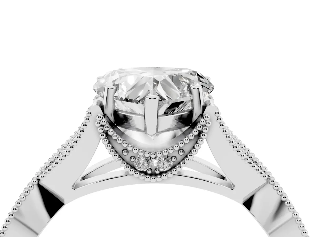 Heart Cut Cut Diamond Twisted Band with Milgrain Pave Setting and Four-Prong Setting Silver