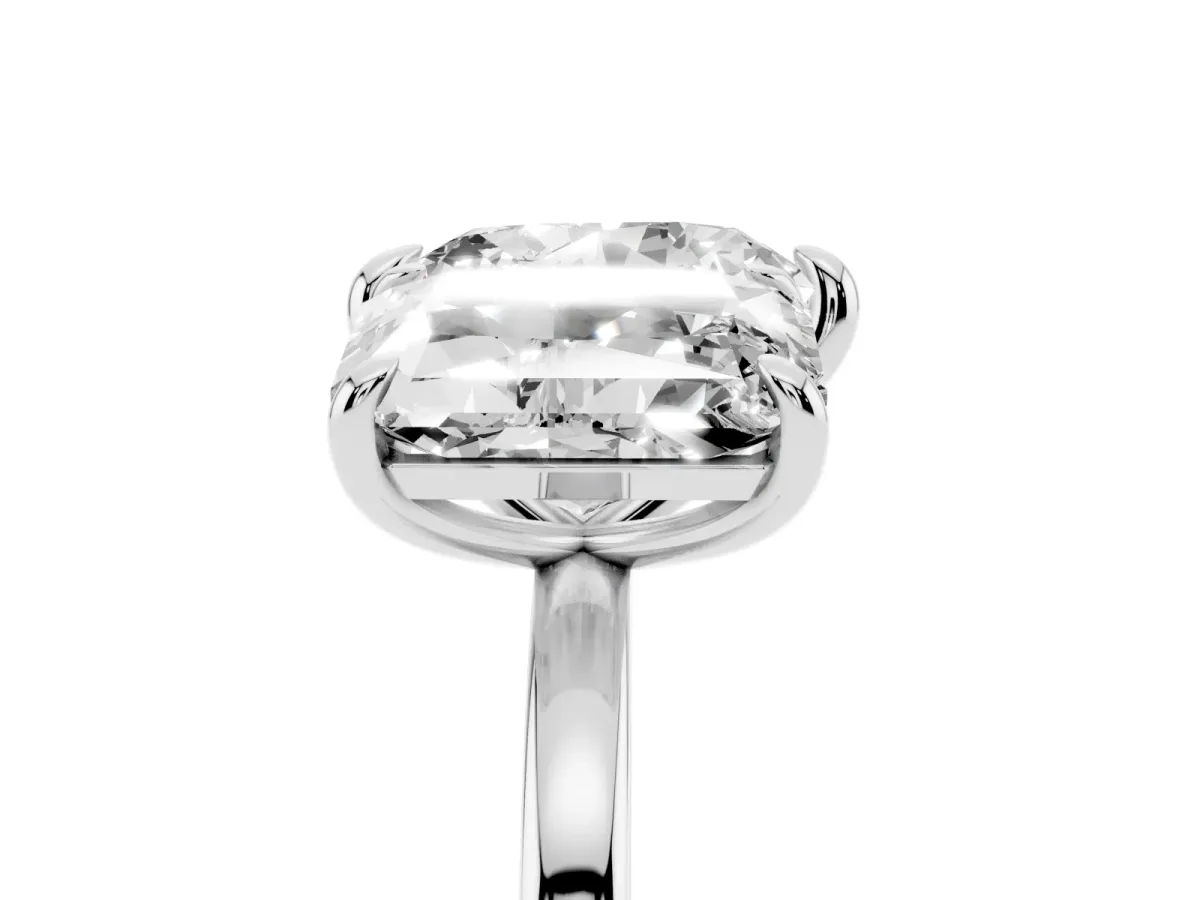 Radiant and Heart Toi Moi Ring with Prong Setting and Plain Band Silver