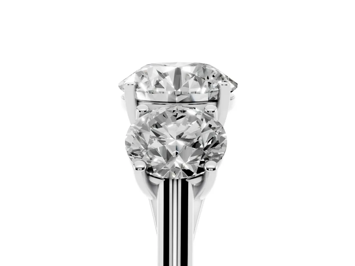 Three-Stone Round Cut Cut Solitaire Ring with Classic Band and Prong Setting Platinum