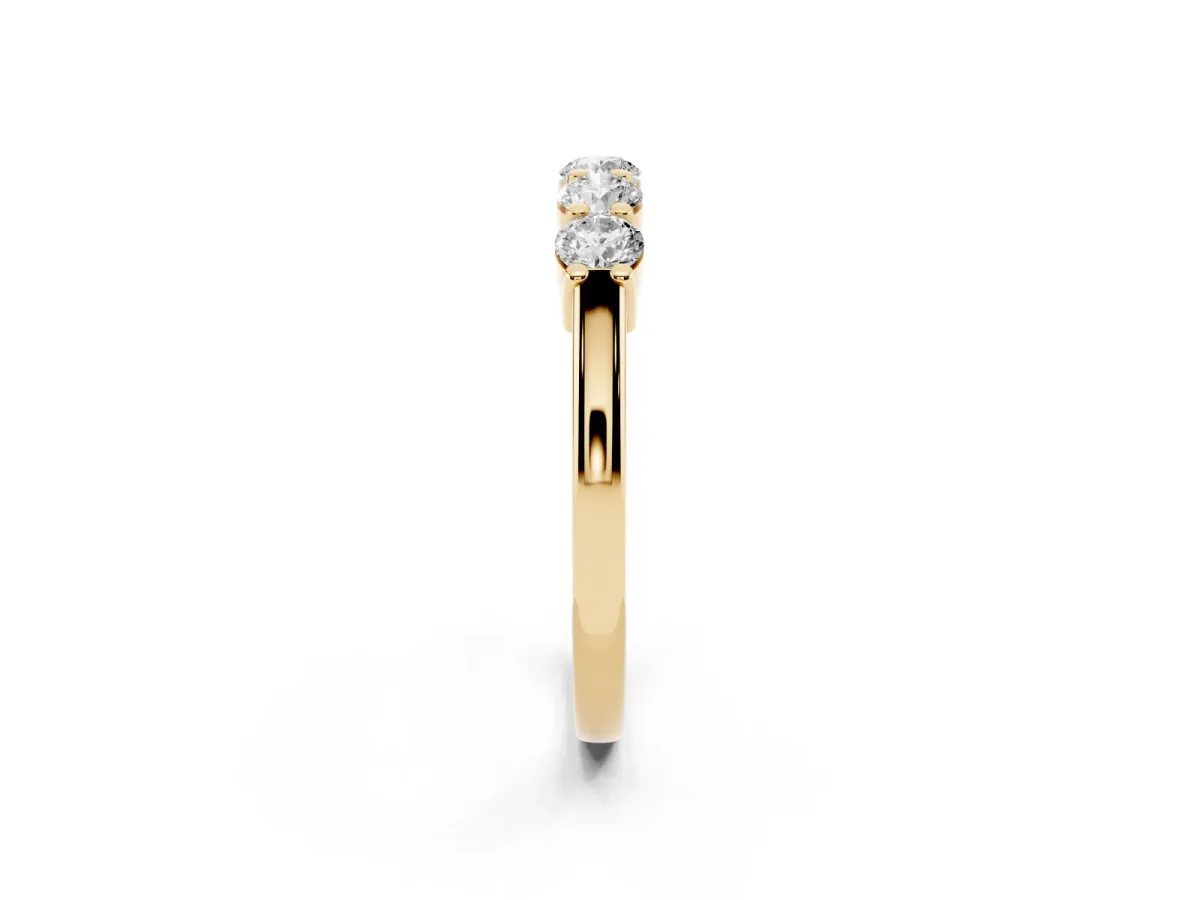 Round Cut Diamond Prong Set Half-Eternity Band Yellow gold