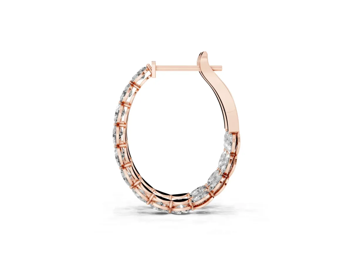 Oval Cut Diamond Inside-Out Hoop Earrings Rose gold