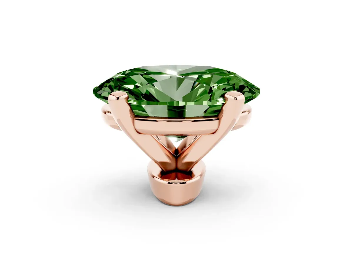 Fancy Green Oval Cut Diamond Solitaire Ring with Prong Setting and Classic Band Rose gold