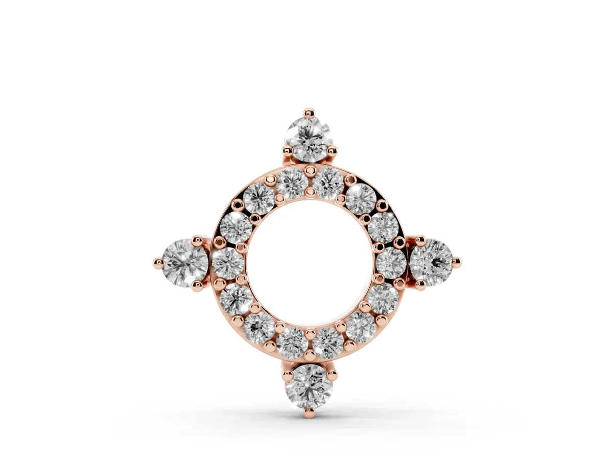 Round Diamond Halo Pendant with Four-Prong Setting Rose gold
