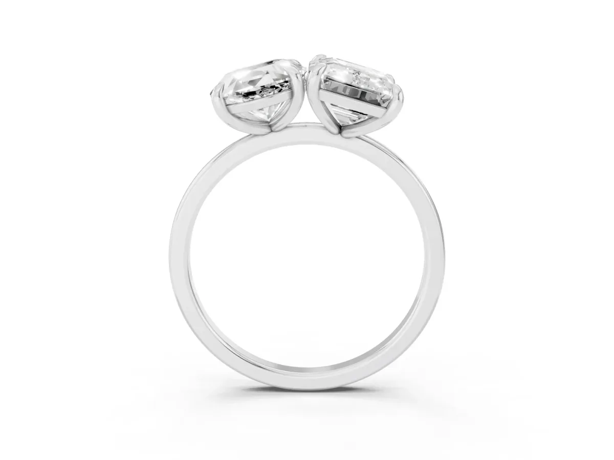 Oval and Radiant Toi Moi Ring with Prong Setting and Plain Band Platinum