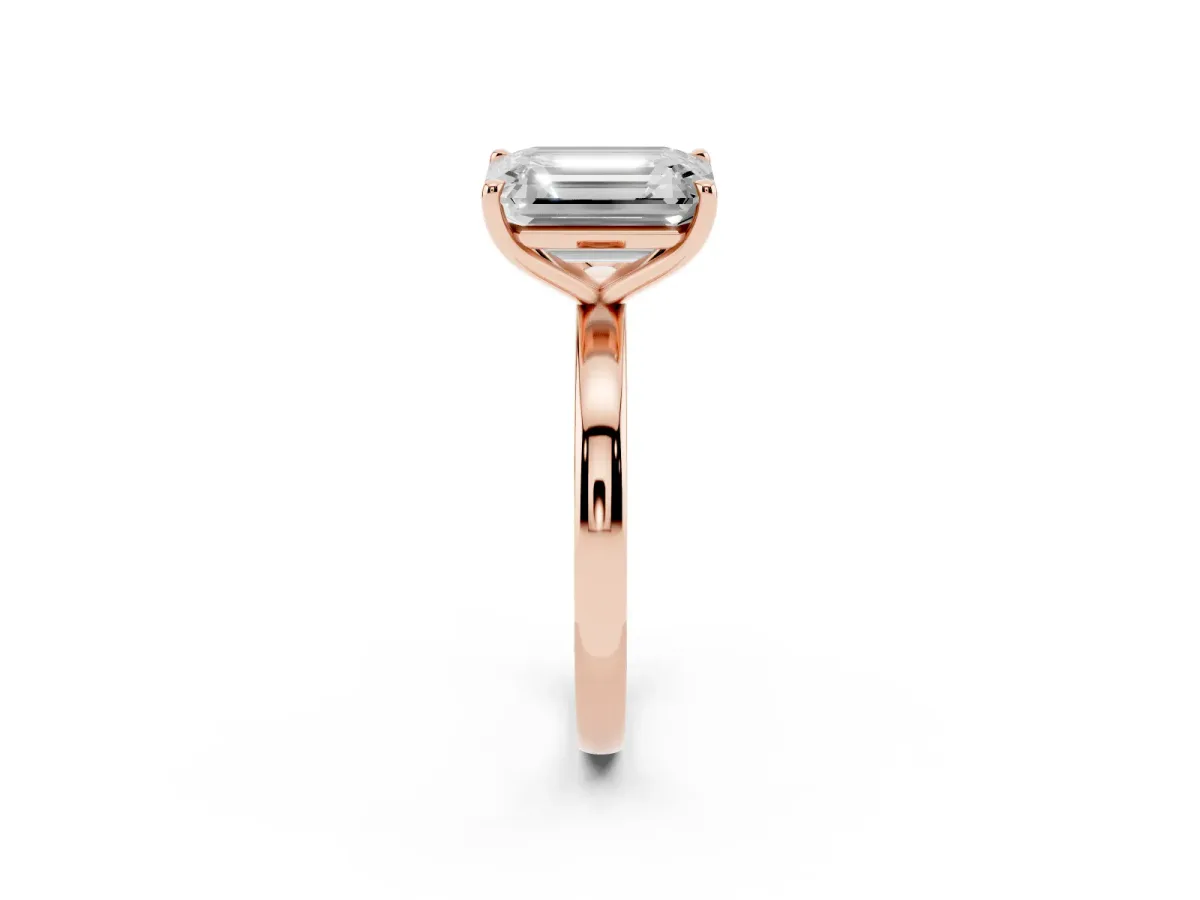 Emerald Cut and Emerald Cut Toi Moi Ring with Prong Setting Rose gold