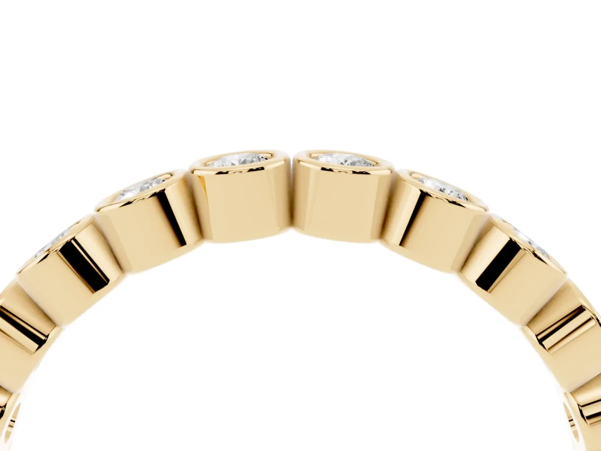 Bezel Set Round Diamond Eternity Band Yellow gold