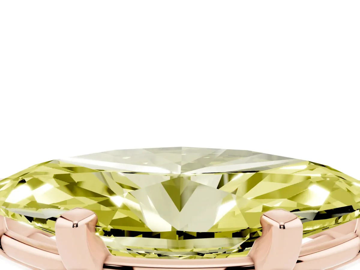 Fancy Yellow Marquise Cut Diamond Solitaire Ring with Prong Setting and Classic Band Rose gold