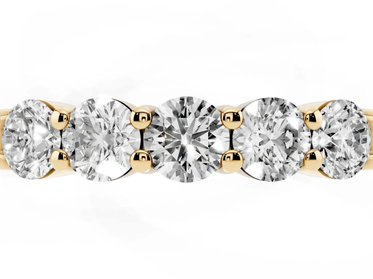 Round Cut Diamond Prong Set Half-Eternity Band Yellow gold