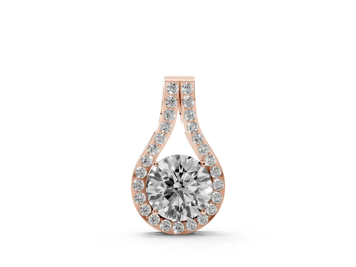 Round Halo Prong-Set Pendant Rose gold