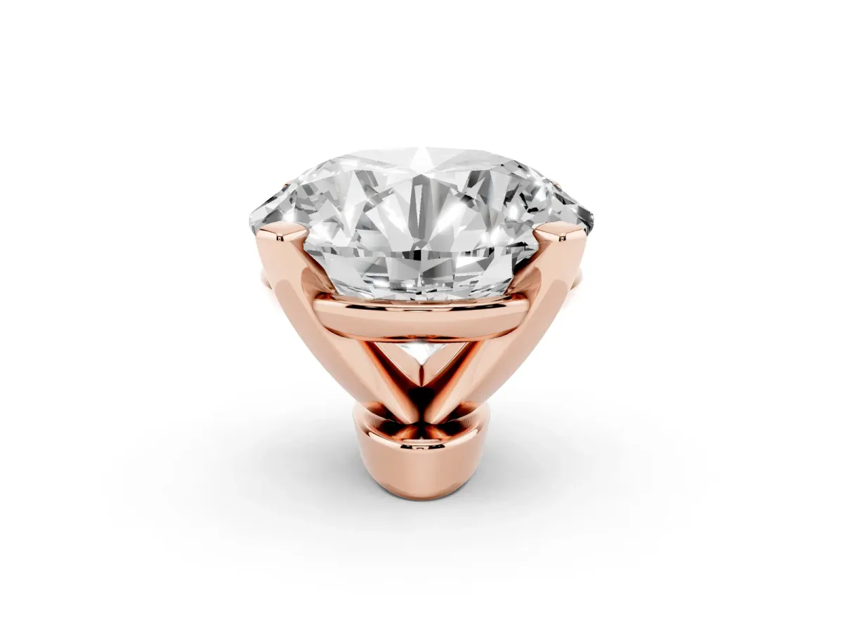 Round Cut Diamond Solitaire Ring with Prong Setting and Classic Band Rose gold