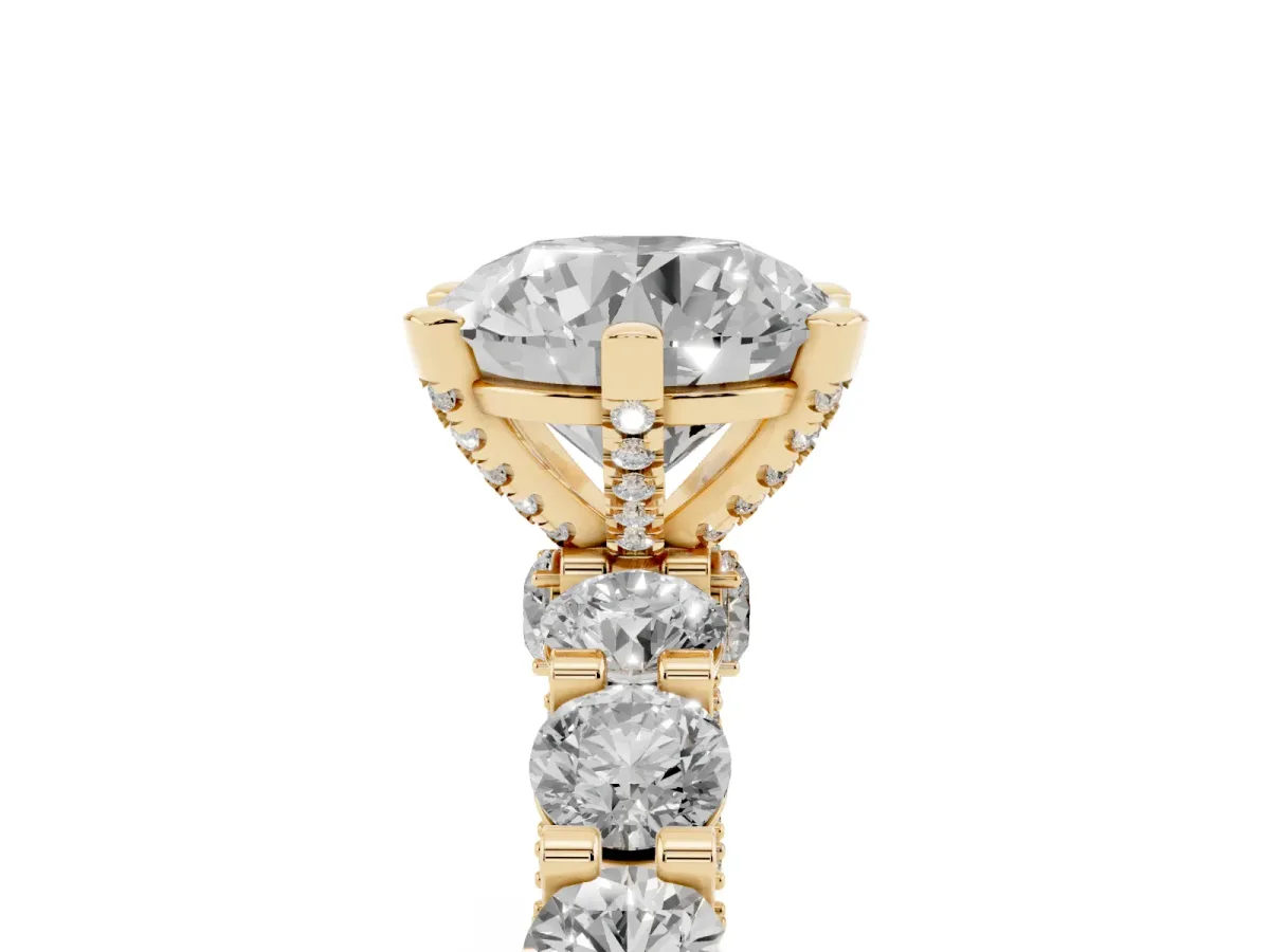 Round Diamond Mens Ring with Graduated Side Stones Yellow gold