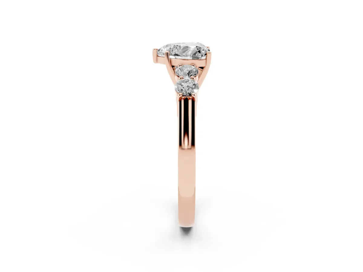 Heart Cut Cut Diamond Five-Stone Prong Set White Gold Ring Rose gold