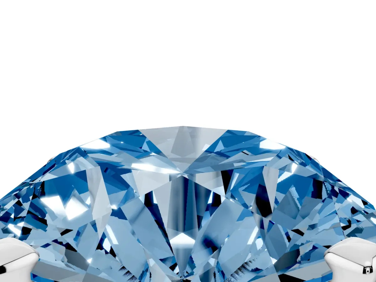 Fancy Blue Round Cut Diamond Solitaire Ring with Prong Setting and Classic Band Platinum