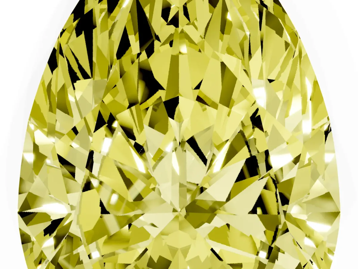 Fancy Yellow Pear Cut Diamond Ring with Marquise Side Stones and Prong Setting Platinum