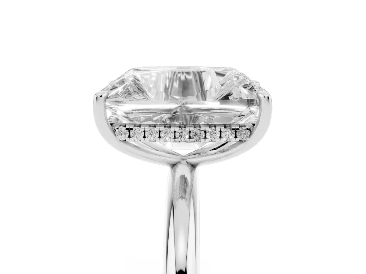 Old Mine Elongated Cushion Diamond Classic Band Four Prong Solitaire Ring Silver