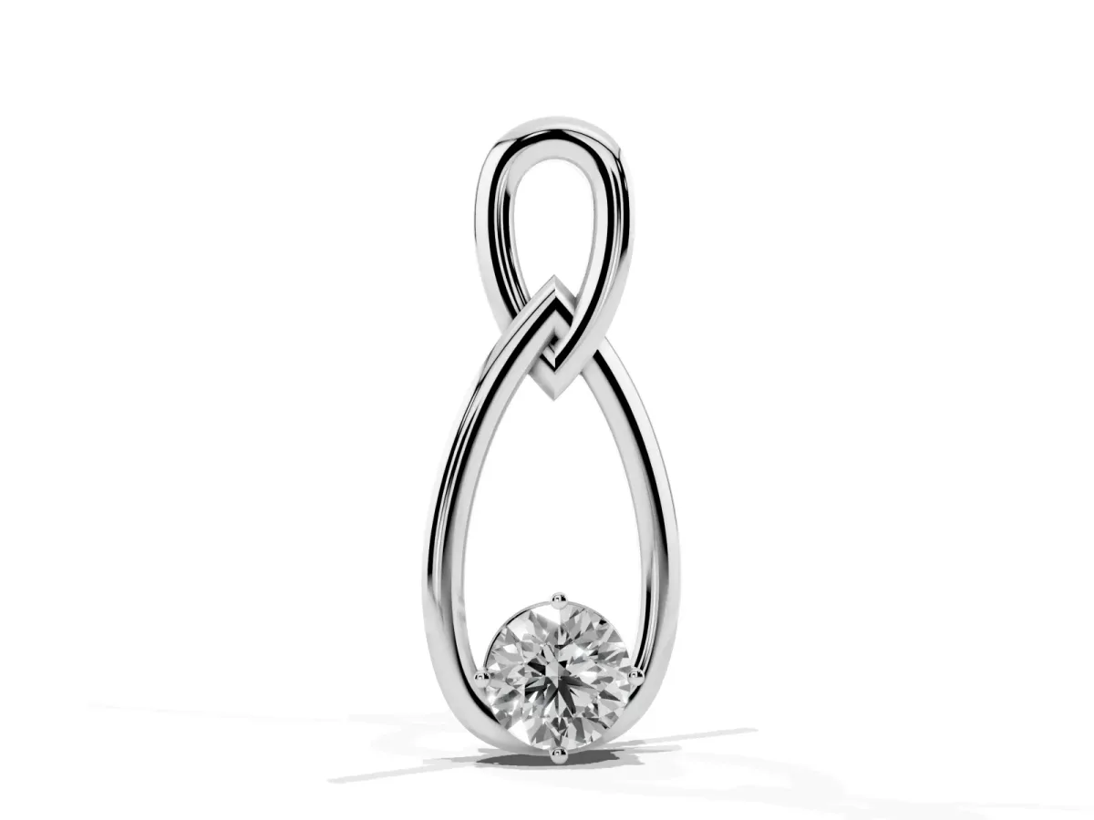 Round Solitaire Bezel Infinity Pendant Silver