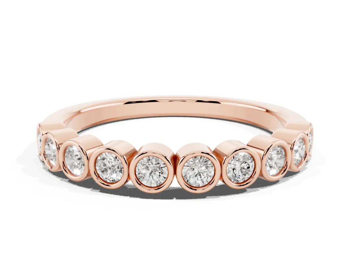 Bezel Set Round Diamond Eternity Band Rose gold