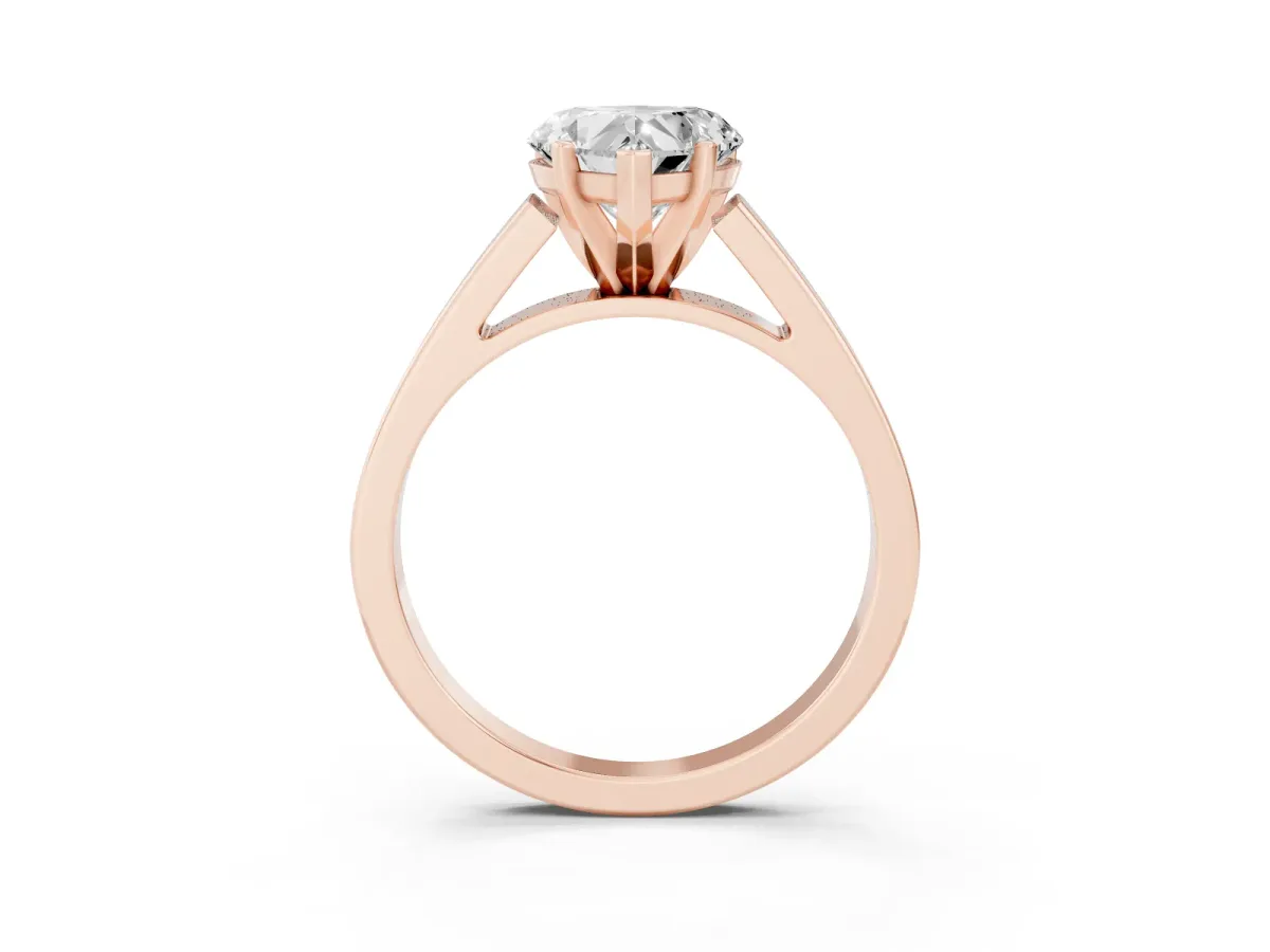 Heart Cut Solitaire Engagement Ring with Four-Prong Setting and Tapered Band Rose gold