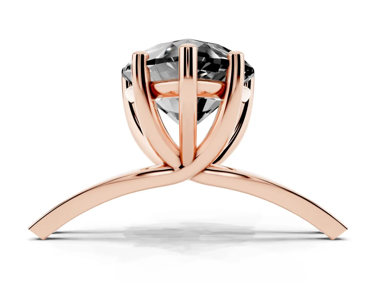 Fancy Black Pear Cut Cut Diamond Solitaire Engagement Ring with Tapered Plain Band and Four-Prong Setting Rose gold