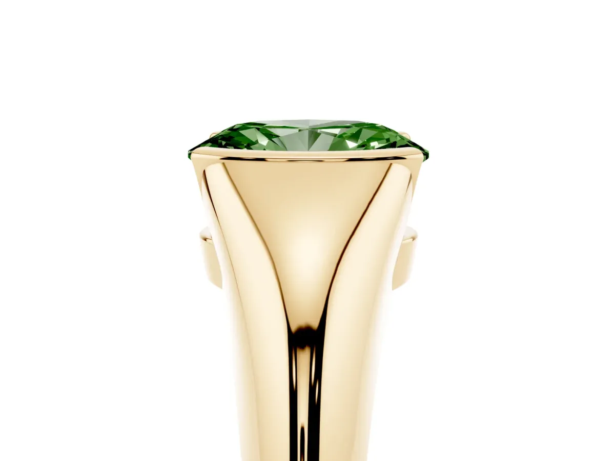 Fancy Green Oval Cut Solitaire Tension Set Diamond Ring Yellow gold