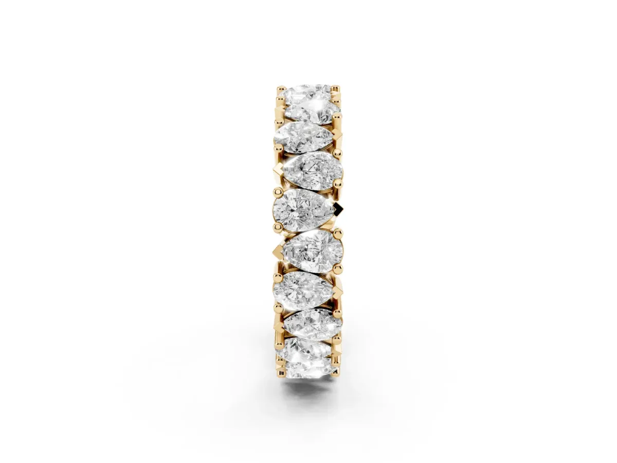Pear Diamond Shared Prong Eternity Band Yellow gold
