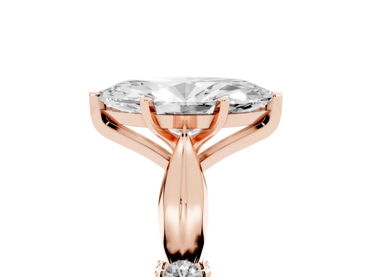 Marquise Cut Solitaire Diamond Twisted Band with Four-Prong Setting Rose gold