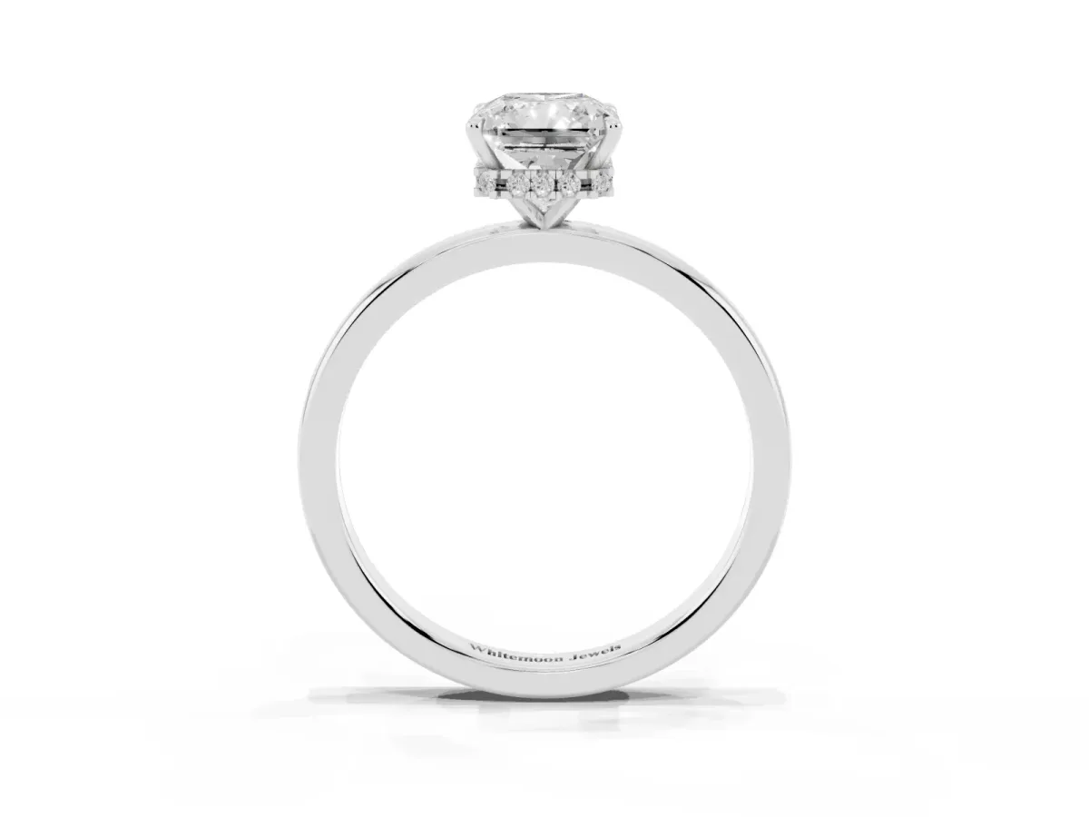 Radiant Cut Solitaire Engagement Ring with Cathedral Band and Four-Prong Setting White gold