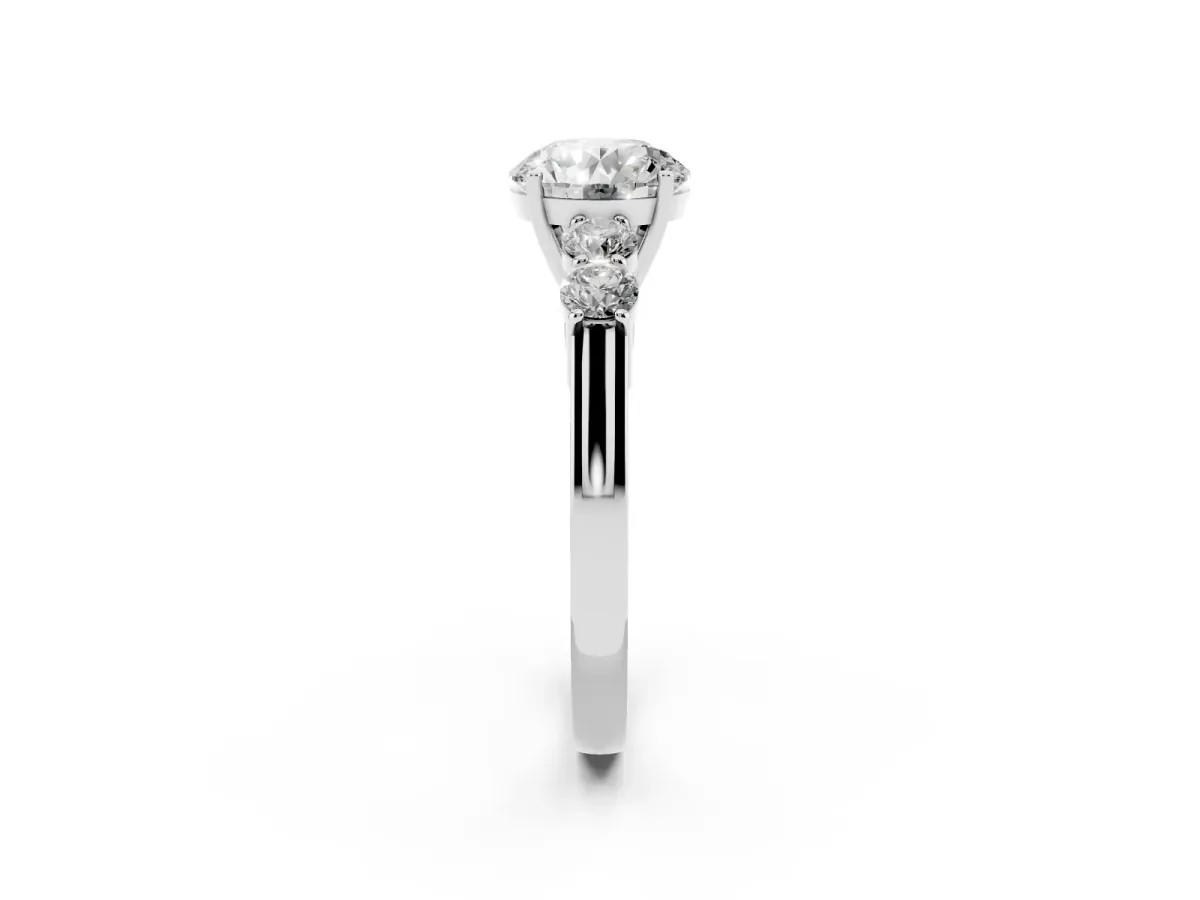 Round Cut Cut Diamond Five-Stone Prong Set White Gold Ring White gold