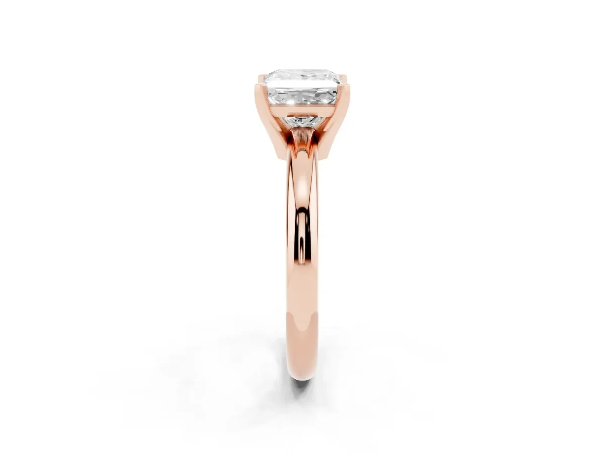 Princess Cut Diamond Solitaire Engagement Ring with Round Band and Four-Prong Setting Rose gold