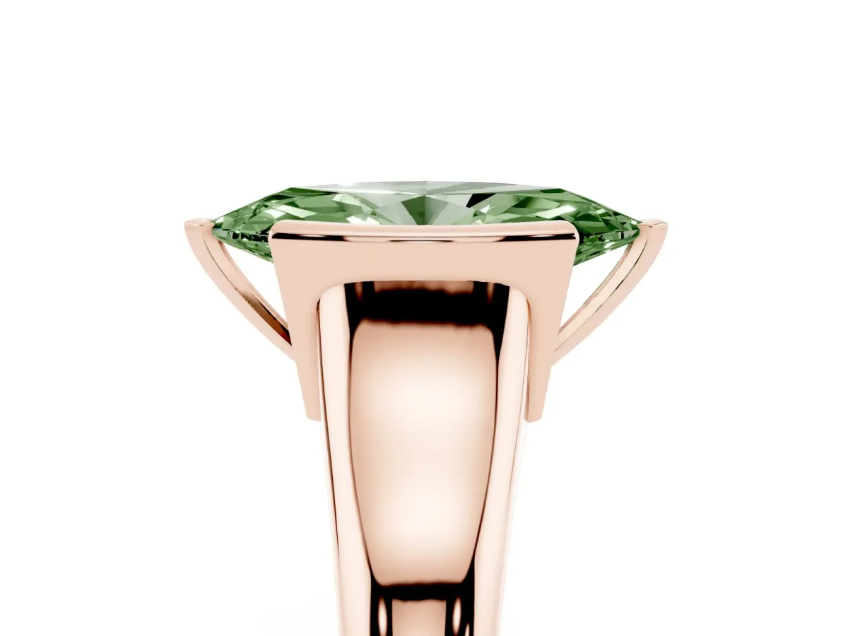 Fancy Green Marquise Cut Solitaire Tension Set Diamond Ring with Split Shank Band Rose gold