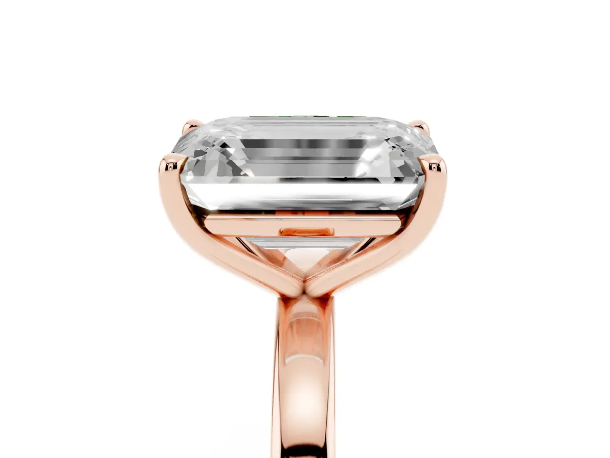 Fancy Green Radiant Cut and Emerald Cut Toi Moi Ring with Prong Setting Rose gold