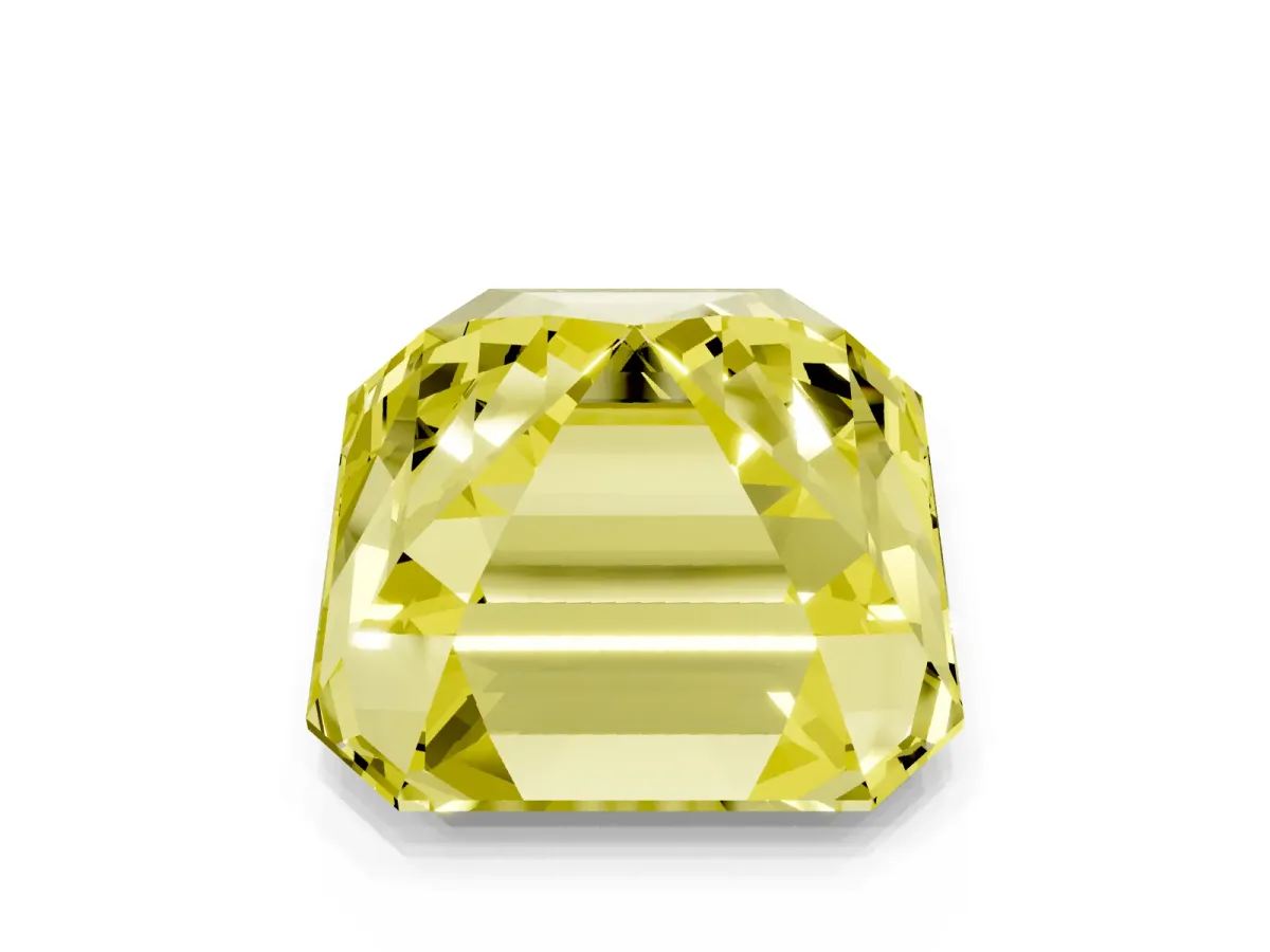 Fancy Yellow Asscher Cut Halo Diamond Ring with Milgrain Edge and Round Prong Setting Rose gold