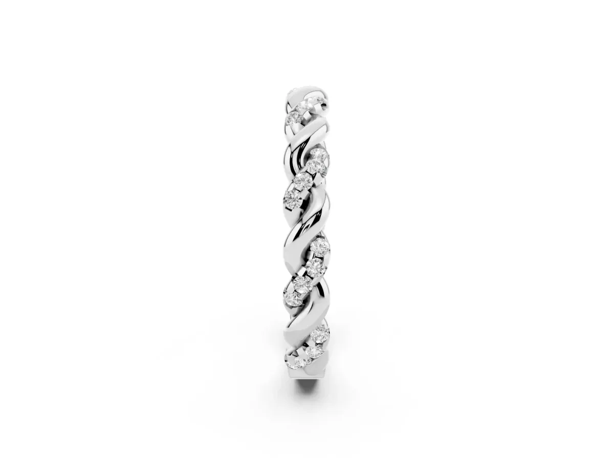 Twisted Pavé Round Diamond Eternity Band Platinum