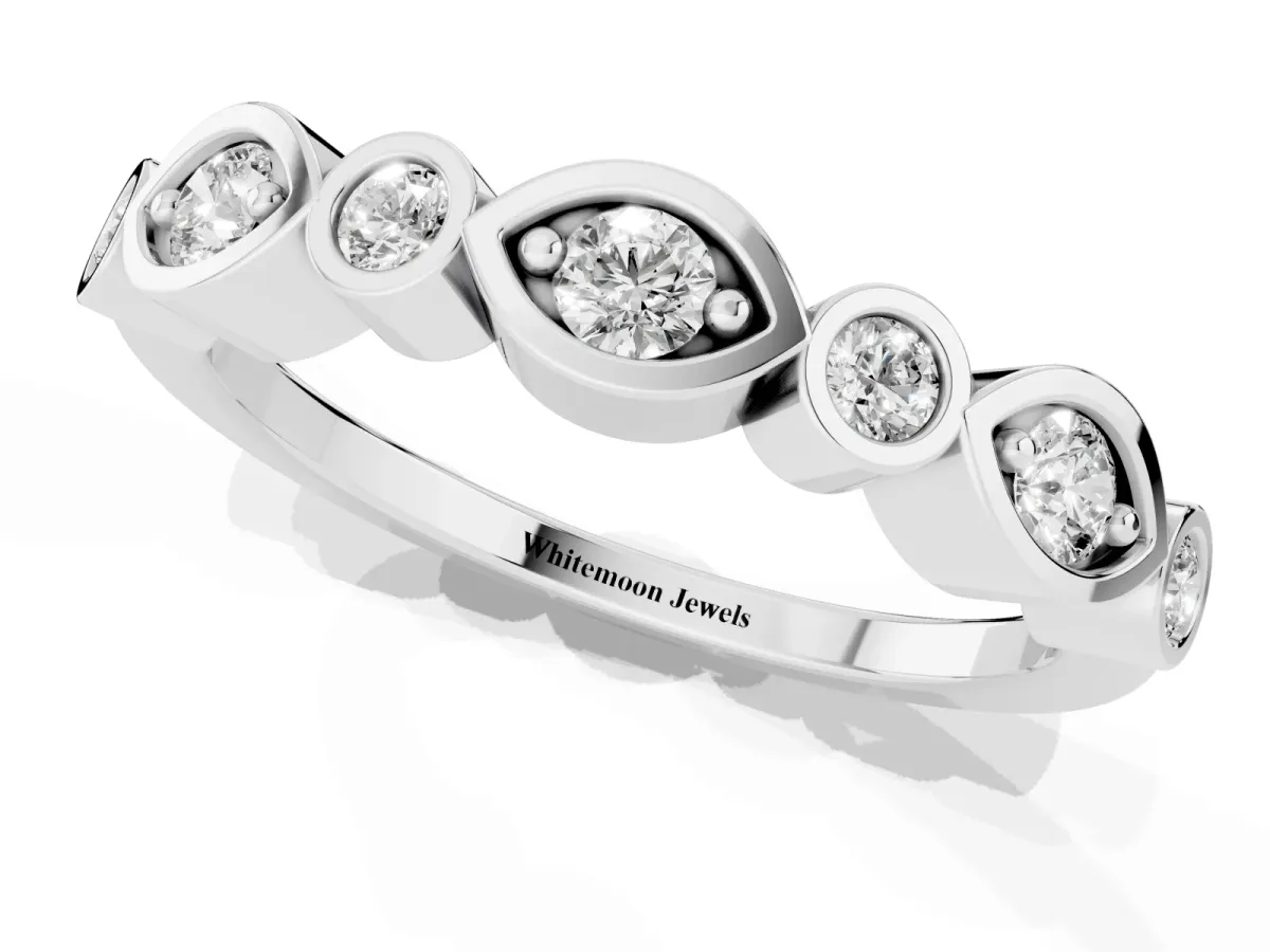 Bezel Set Mixed Shape Diamond Eternity Band Platinum