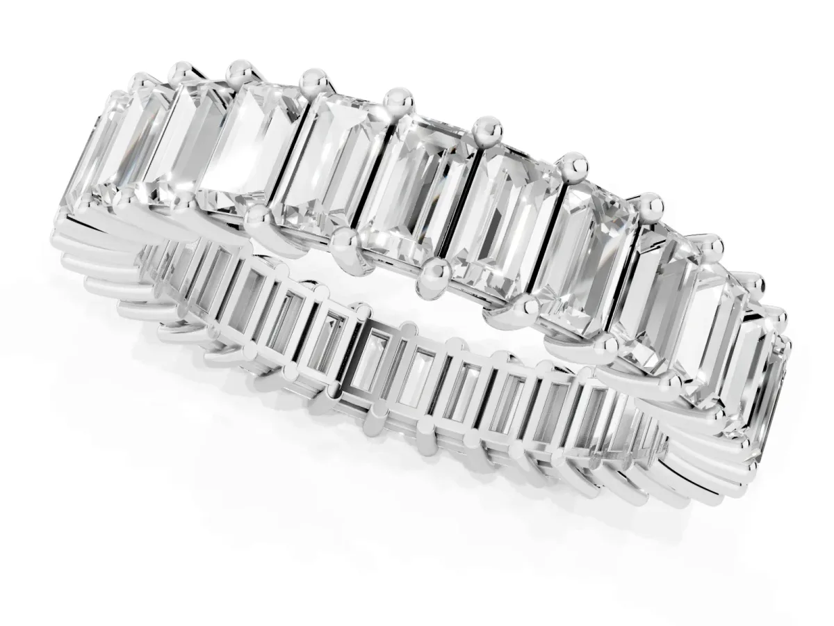 Baguette Cut Eternity Band with Shared Prong Setting Platinum