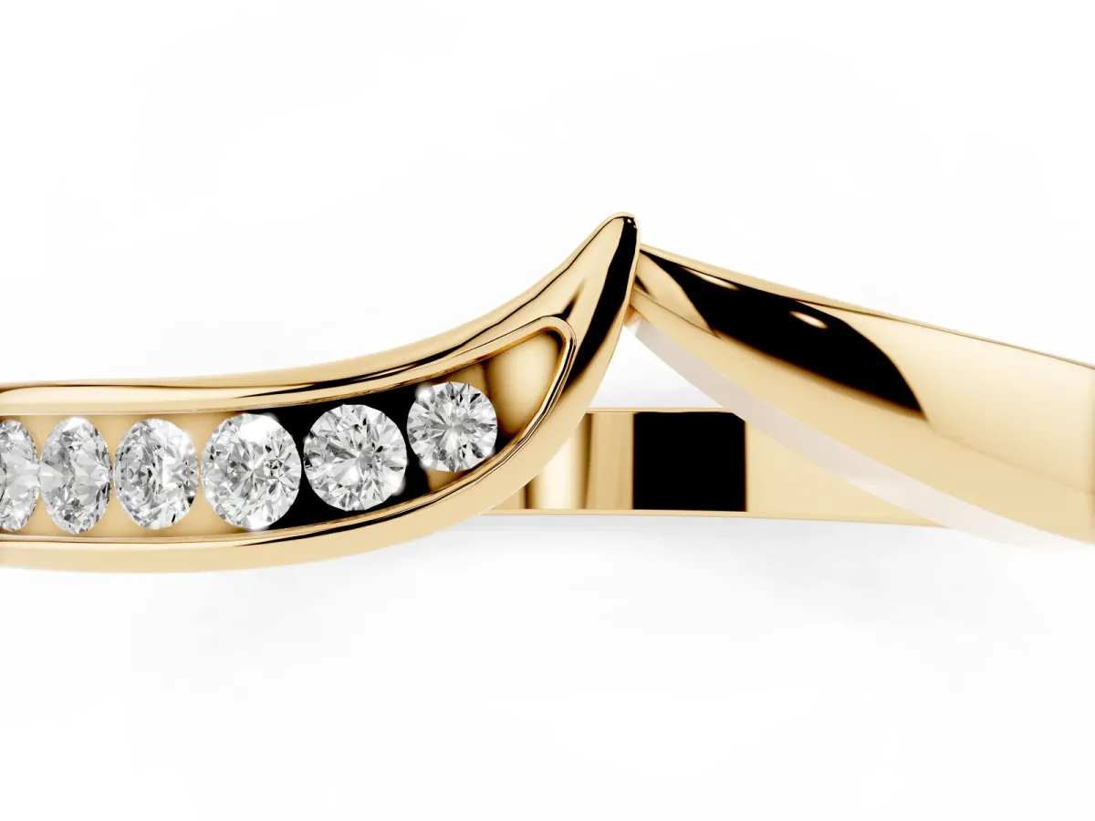 Channel Set Round Diamond Contour Band Yellow gold