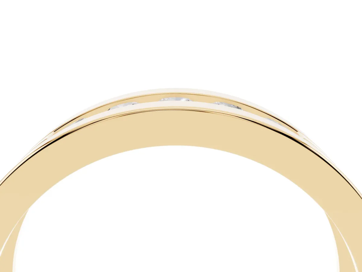 Round Diamond Five-Stone Channel Set Mens Band Yellow gold