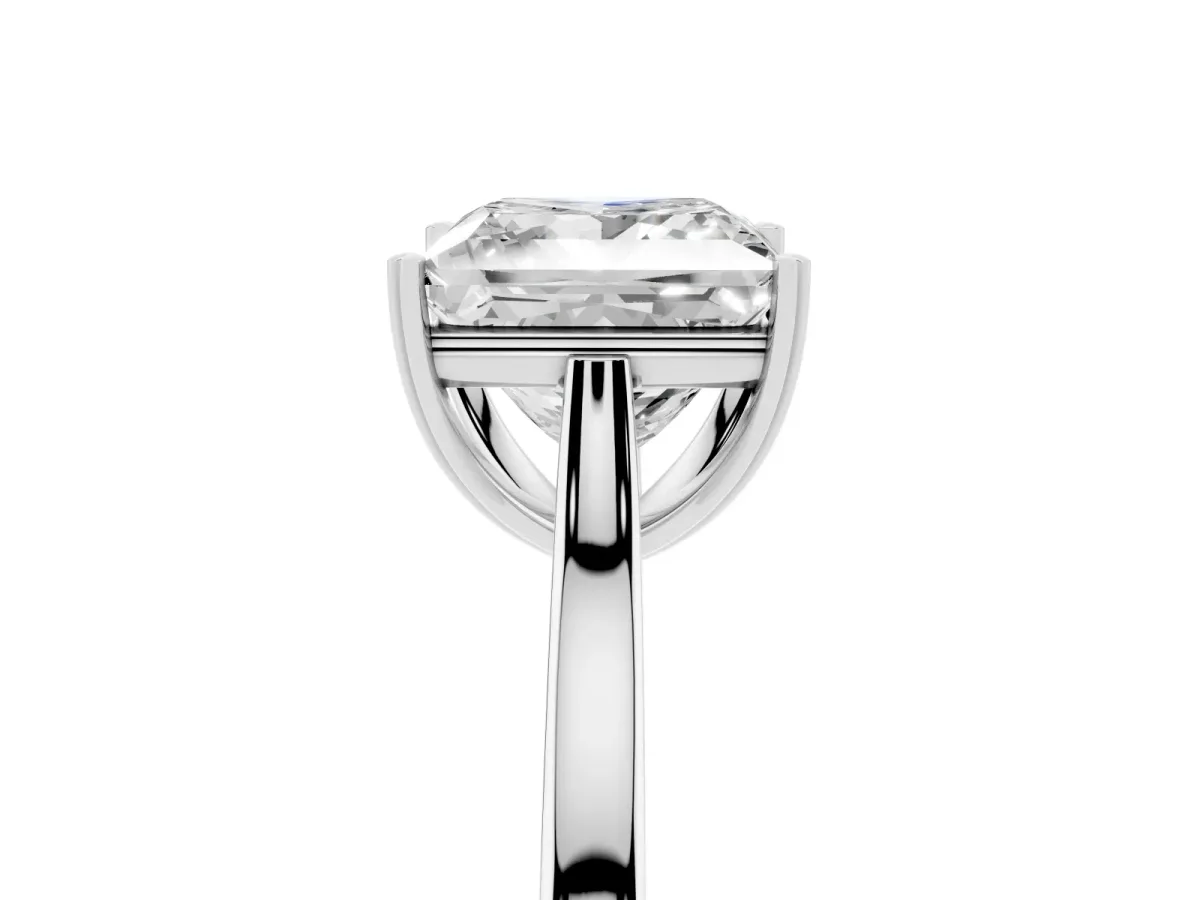 Princess Cut Solitaire Heart Prong Engagement Ring with Tapered Band White gold