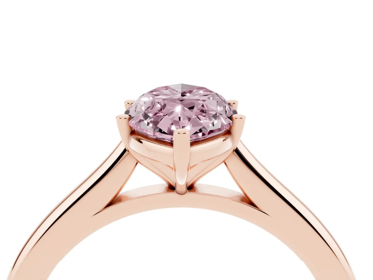 Fancy Pink Marquise Cut Cut Solitaire Ring with Cathedral Band and Four-Prong Setting Rose gold
