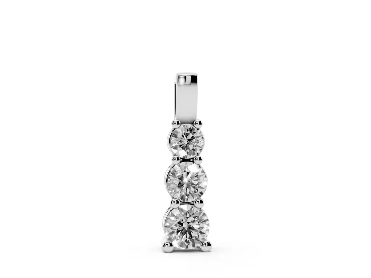 Round Diamond Vertical Prong Pendant Silver