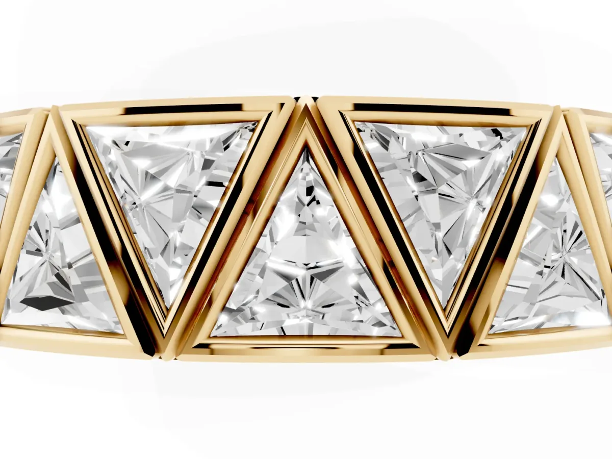 Triangle Diamond Geometric Mens Band Yellow gold