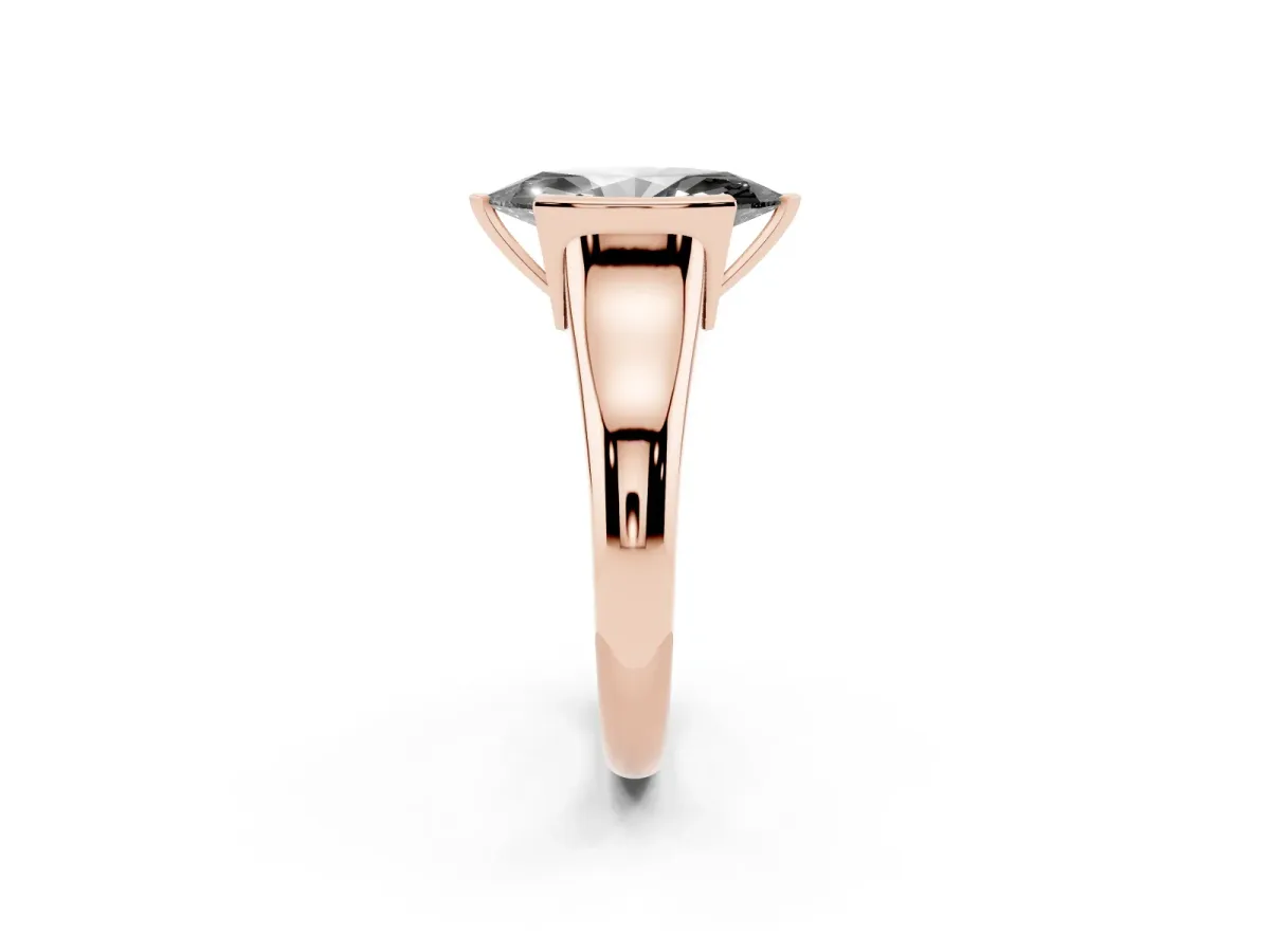 Fancy Black Marquise Cut Solitaire Tension Set Diamond Ring with Split Shank Band Rose gold