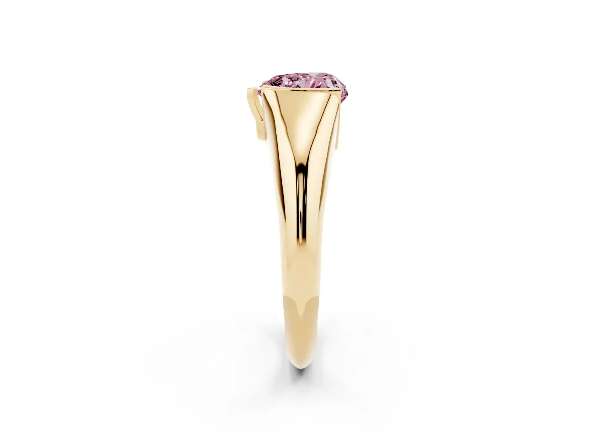 Fancy Pink Heart Cut Solitaire Tension Set Diamond Ring Yellow gold