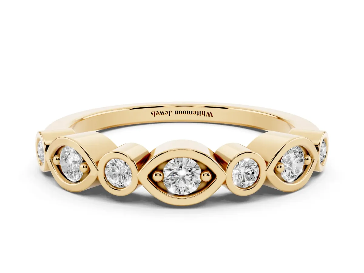 Bezel Set Mixed Shape Diamond Eternity Band Yellow gold