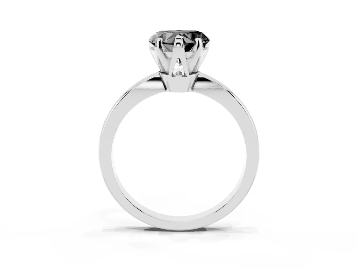 Fancy Black Heart Cut Solitaire Engagement Ring with Six-Prong Setting and Tapered Band Platinum