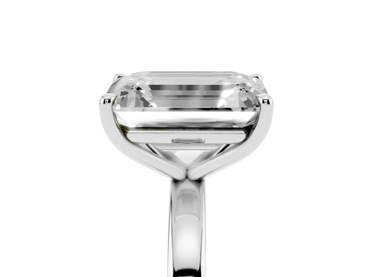 Fancy Yellow Heart Cut and Emerald Cut Toi Moi Ring with Prong Setting Silver