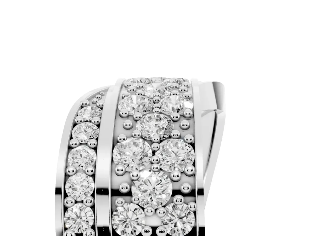 Pavé Round Diamond Crossover Band with Bead Prong Setting Platinum